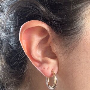 Babygold two-tone double hoop earrings (PAIR)